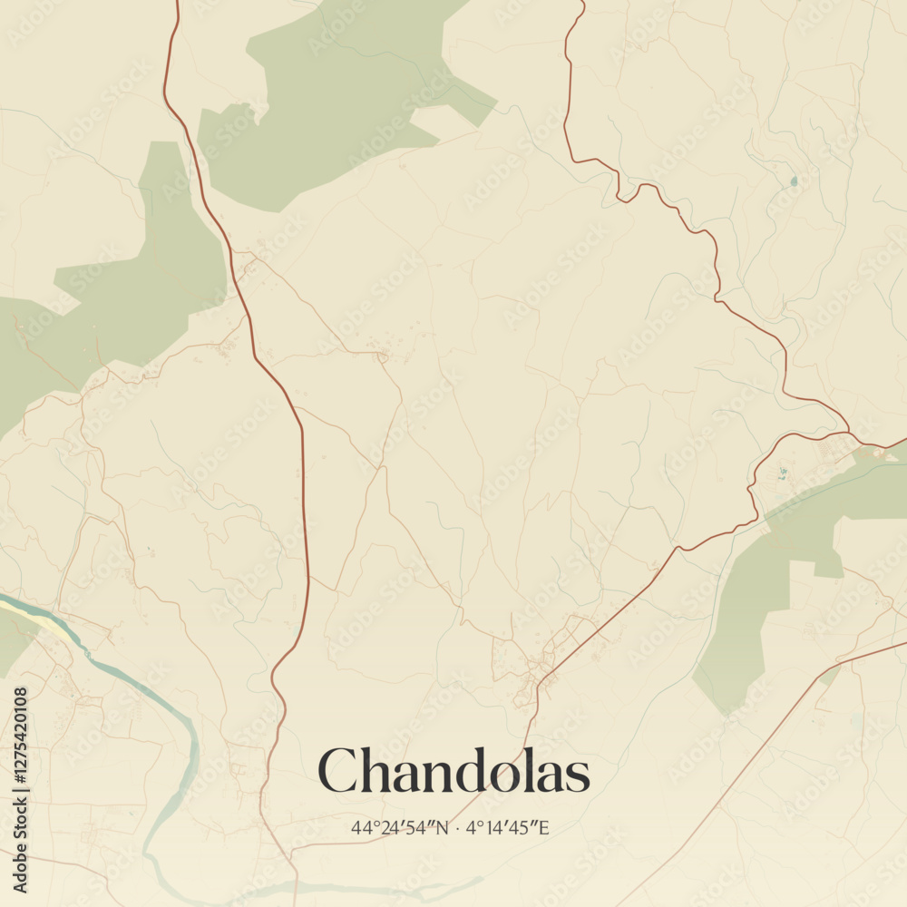 Fototapeta premium Vintage map of Chandolas, France.