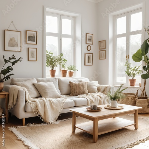 Cozy Living Room with Neutral Decor and Natural Light