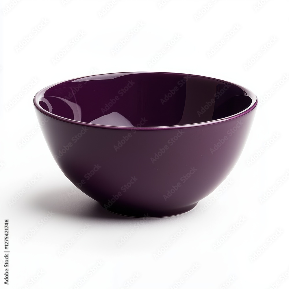 Deep aubergine purple soup bowl with a sleek design isolated on white Deep aubergine purple soup bowl with a sleek design isolated on white