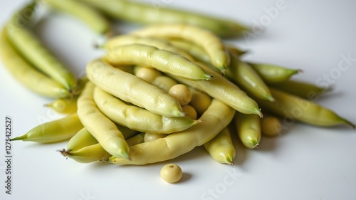 Wallpaper Mural Fresh Green Beans, Lima Beans, White Background, High-Resolution Food Photography Torontodigital.ca