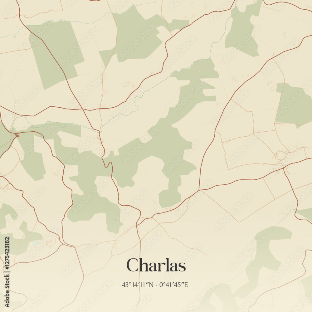 Obraz premium Vintage map of Charlas, France.