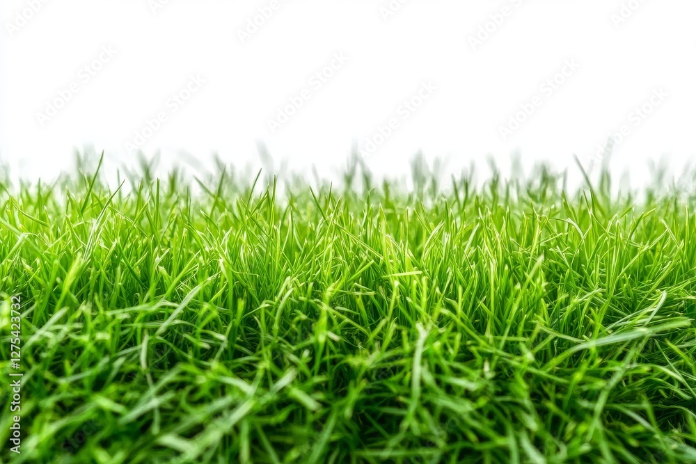 Obraz premium Fresh green grass border isolated on white background, close-up view. Perfect for eco-friendly and natural themes.