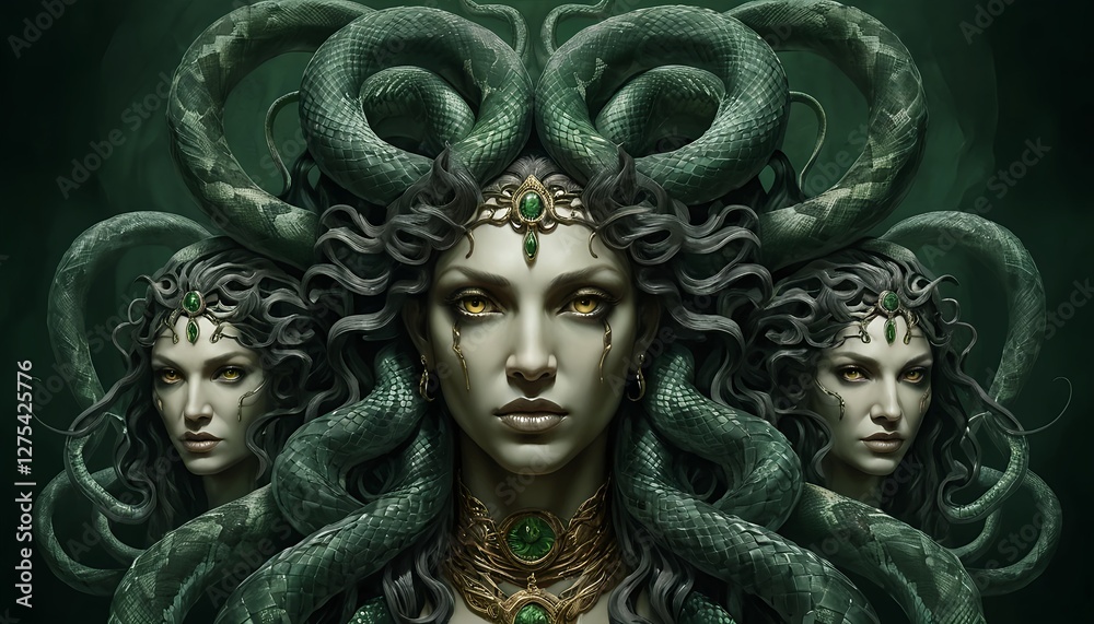 Obraz premium Medusa, Gorgon, Three-Faced Goddess, Serpent Hair