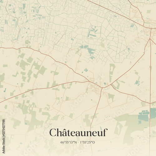 Vintage map of Châteauneuf, France.