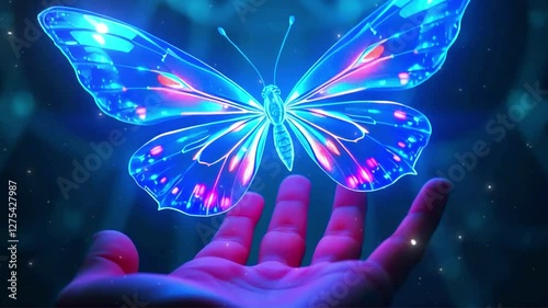 Surreal Floating Butterfly with Ethereal Lighting and Vibrant Colors