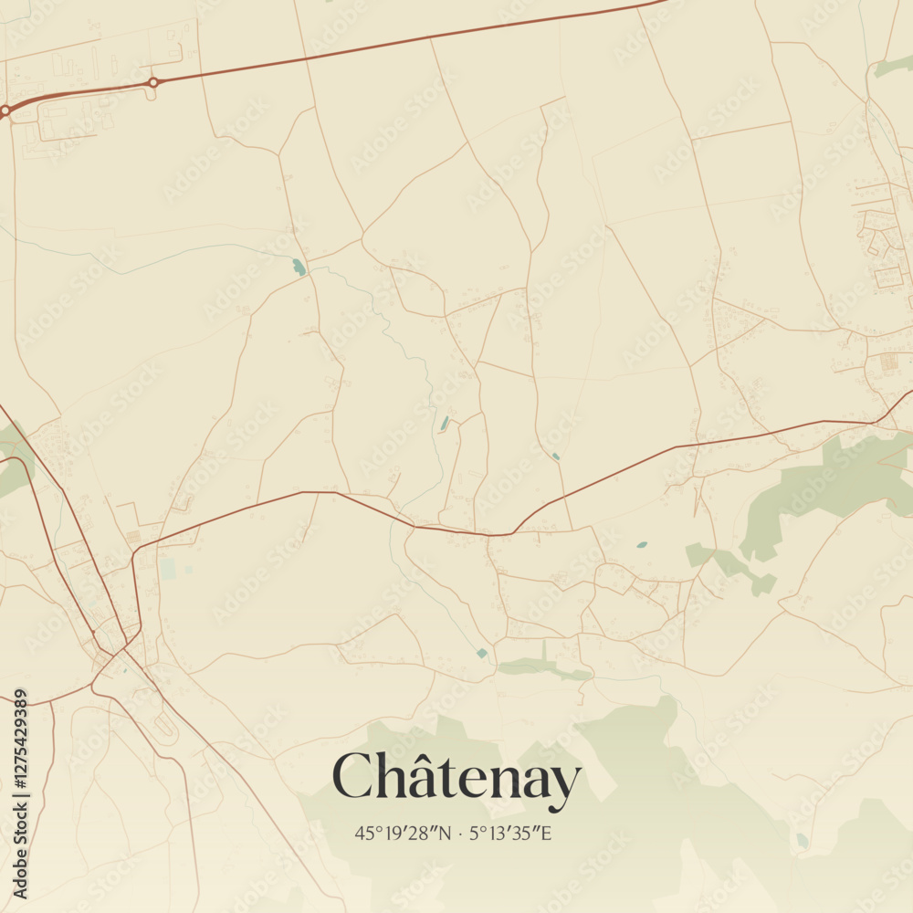Fototapeta premium Vintage map of Châtenay, France.
