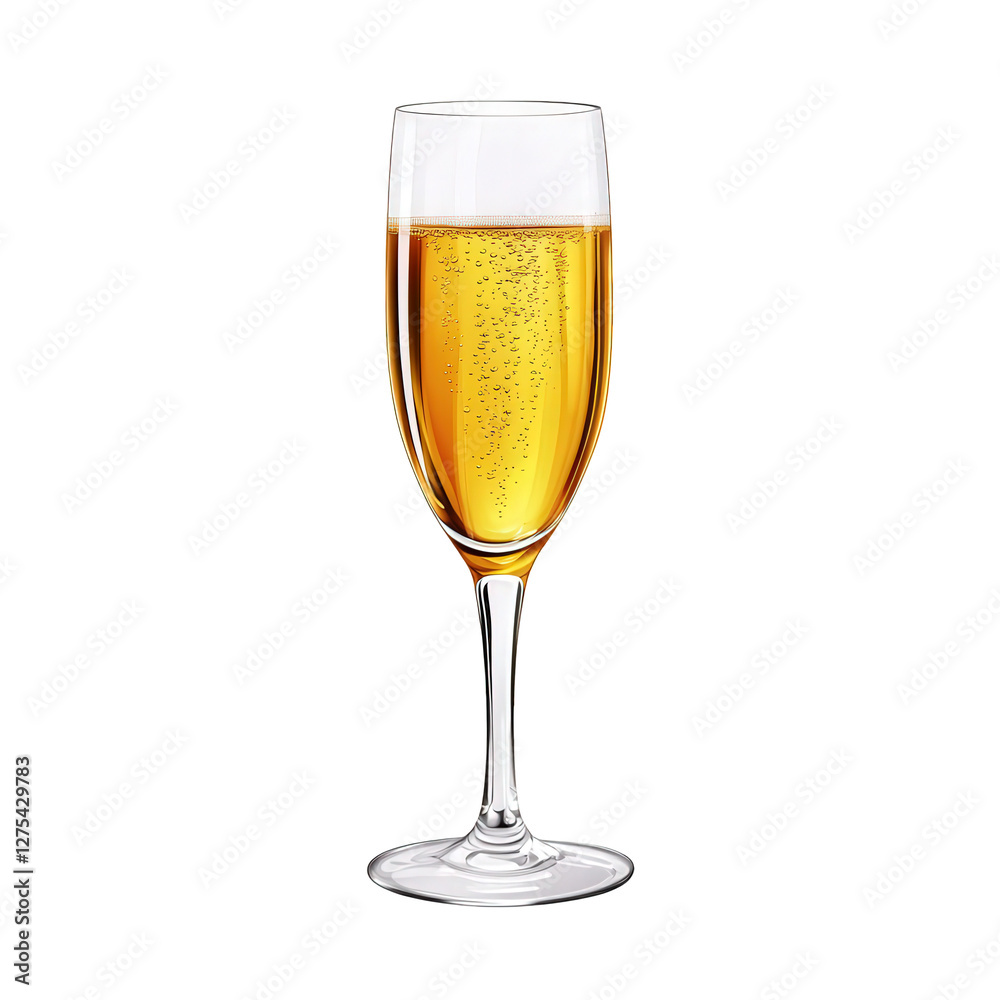 A single artistic champagne glass with a golden effervescent drink, sleek and smooth glass surface, centered composition with ample space, transparent background, PNG A single artistic champagne glass with a golden effervescent drink, sleek and smooth glass surface, centered composition with ample space, transparent background, PNG