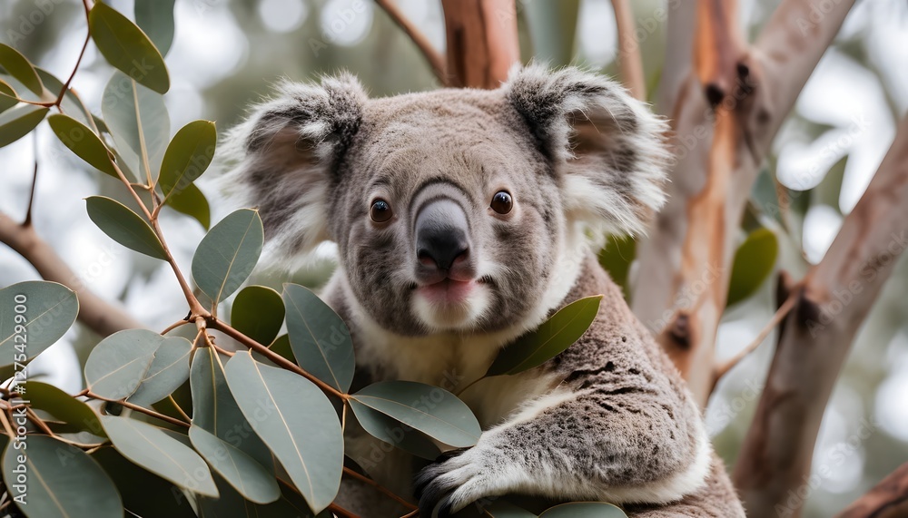 Fototapeta premium Adorable Koala in Eucalyptus Tree