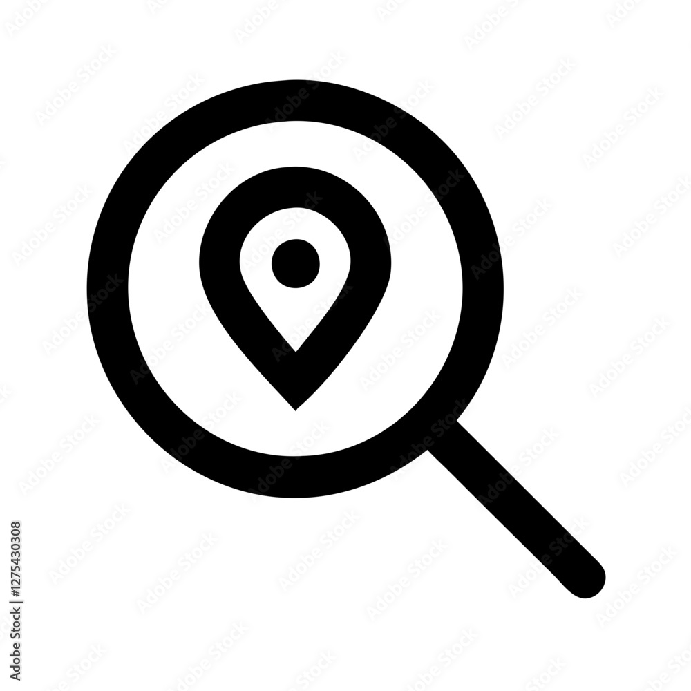 location pin in a magnifying glass icon design location pin in a magnifying glass icon design