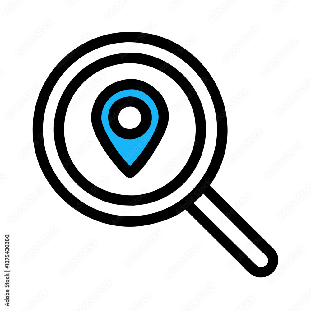 location pin in a magnifying glass icon design location pin in a magnifying glass icon design
