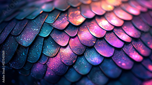 Holographic dragon or snake scale texture background, perfect for fantasy-themed designs, mermaid-inspired branding, fashion prints, and creative digital art photo