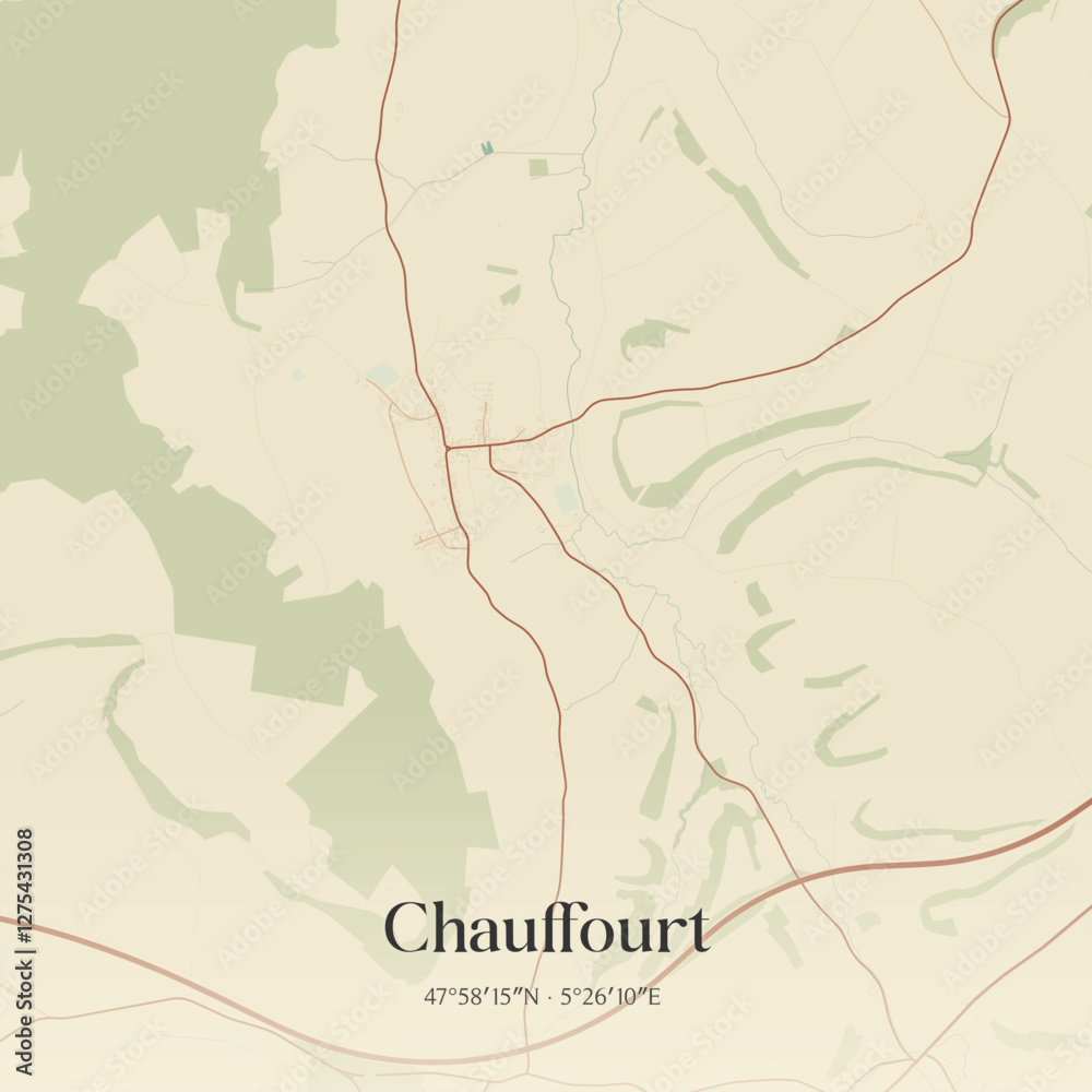 Obraz premium Vintage map of Chauffourt, France.
