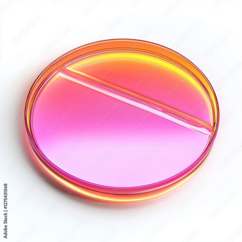Neon pink and orange dessert plate with a futuristic design isolated on white