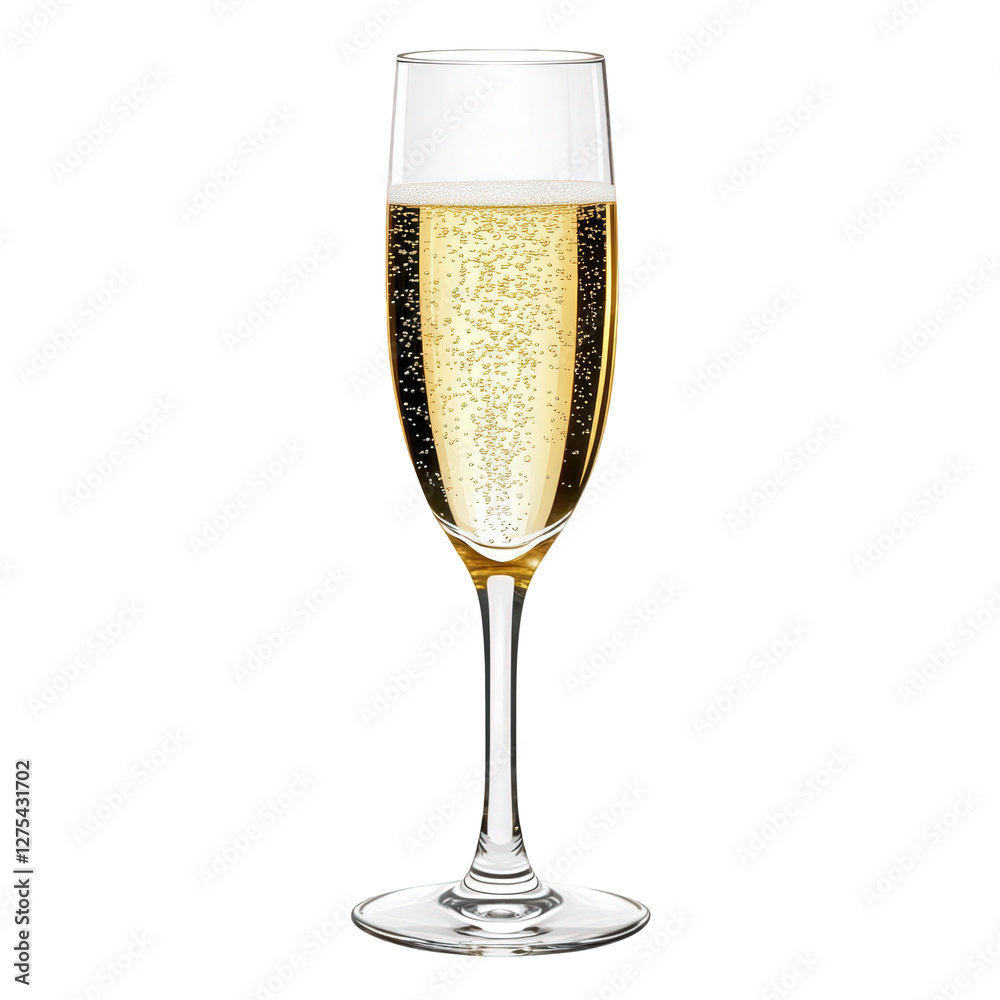 A single artistic champagne glass with a golden effervescent drink, sleek and smooth glass surface, centered composition with ample space, transparent background, PNG A single artistic champagne glass with a golden effervescent drink, sleek and smooth glass surface, centered composition with ample space, transparent background, PNG