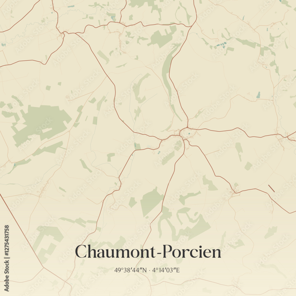 Obraz premium Vintage map of Chaumont-Porcien, France.