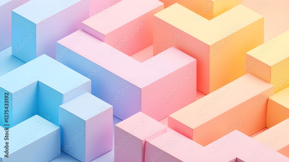 Fototapeta premium Creative space for pastel cubes