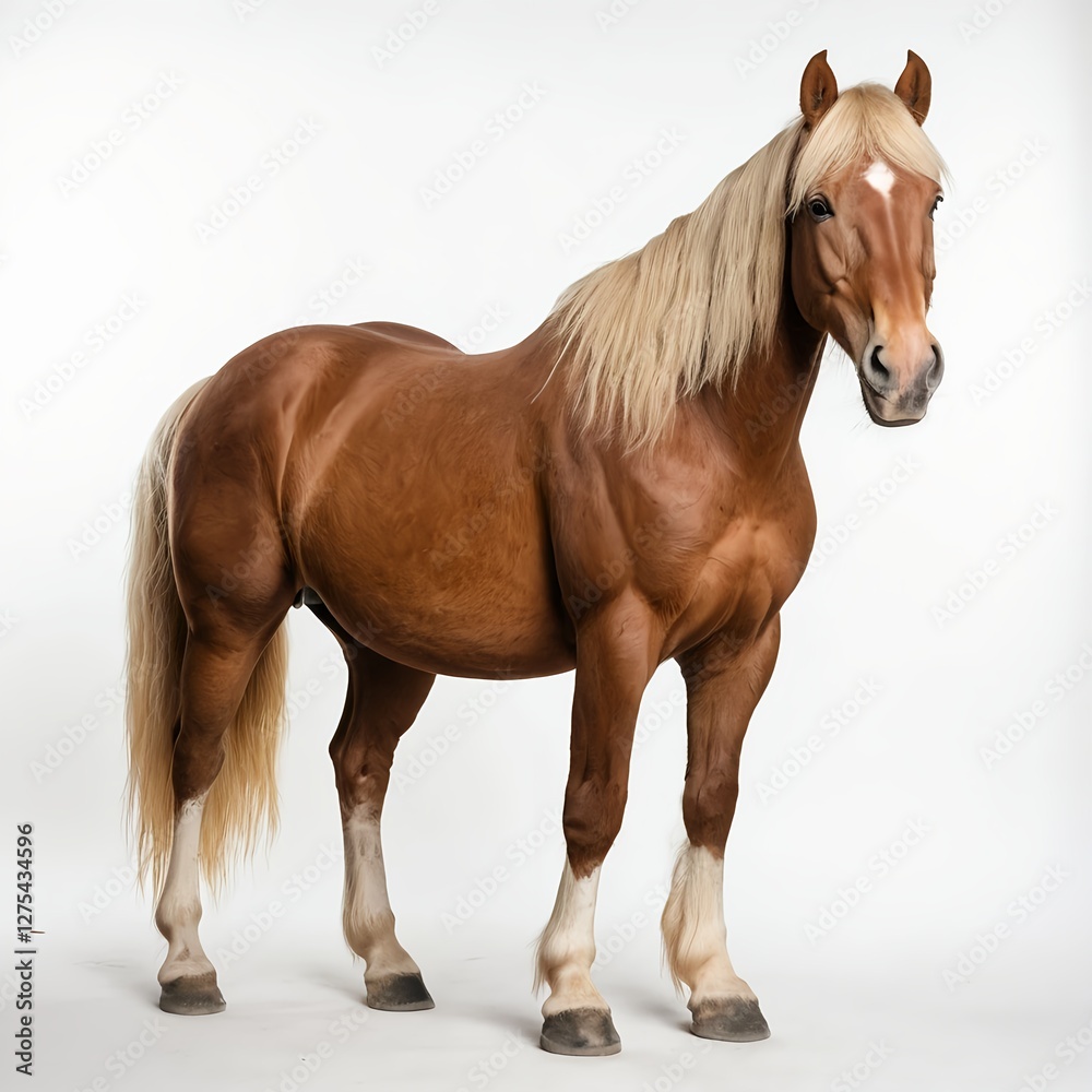 Obraz premium Chestnut Horse with Flaxen Mane and Tail, Standing
