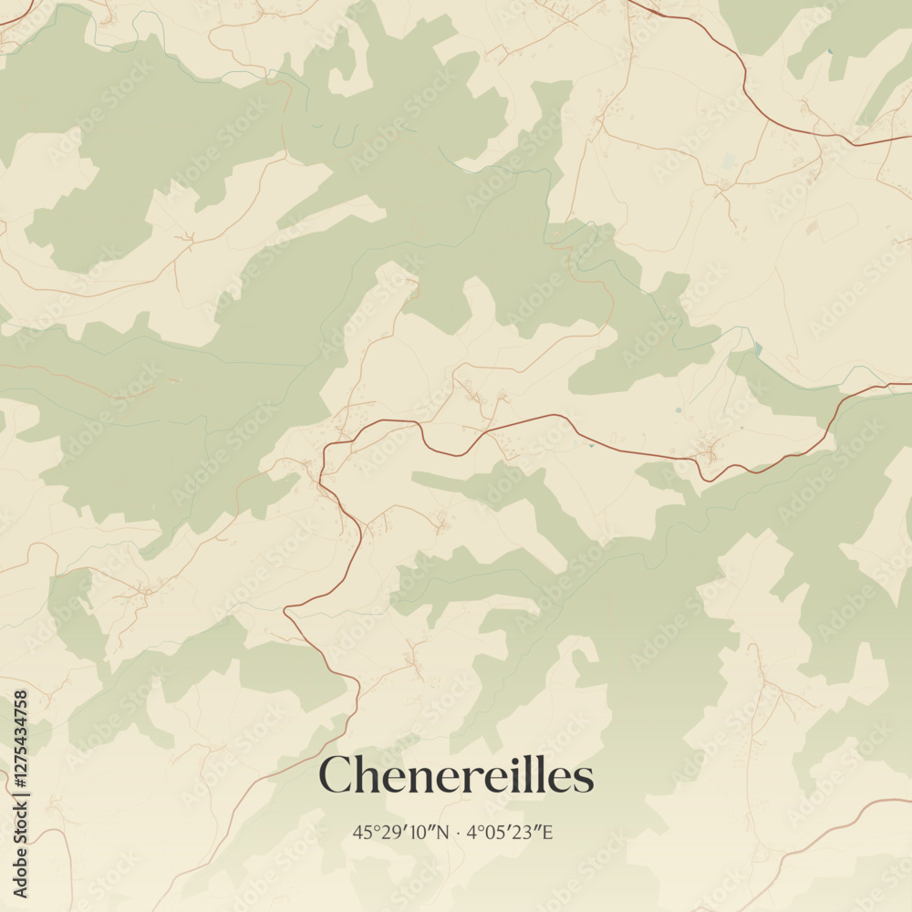 Obraz premium Vintage map of Chenereilles, France.