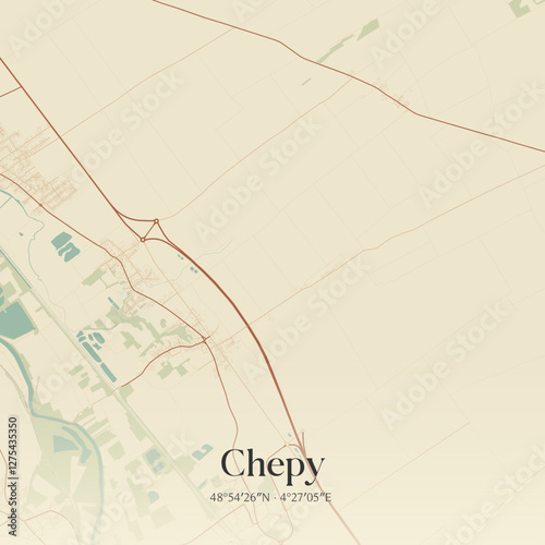 Vintage map of Chepy, France.