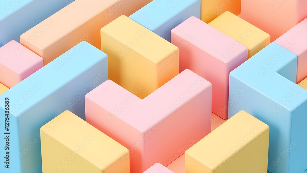 Fototapeta premium Creative space for pastel cubes