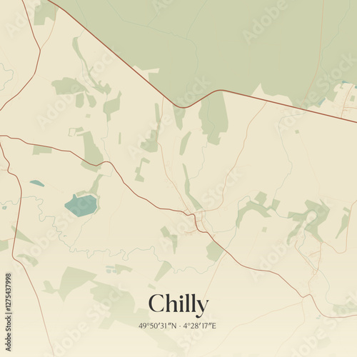 Vintage map of Chilly, France.