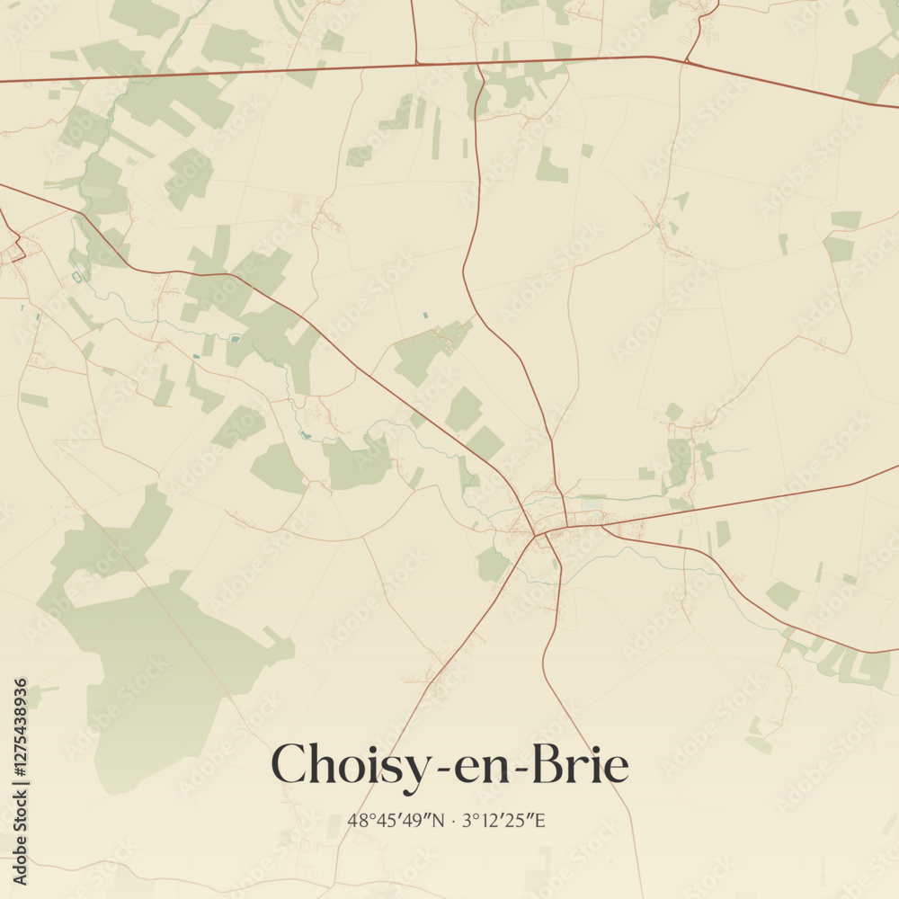 Obraz premium Vintage map of Choisy-en-Brie, France.