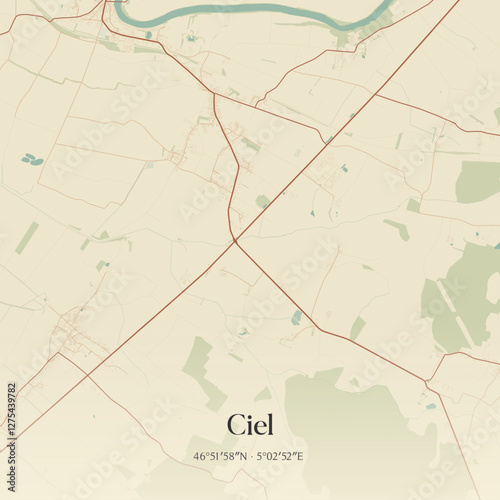 Vintage map of Ciel, France.