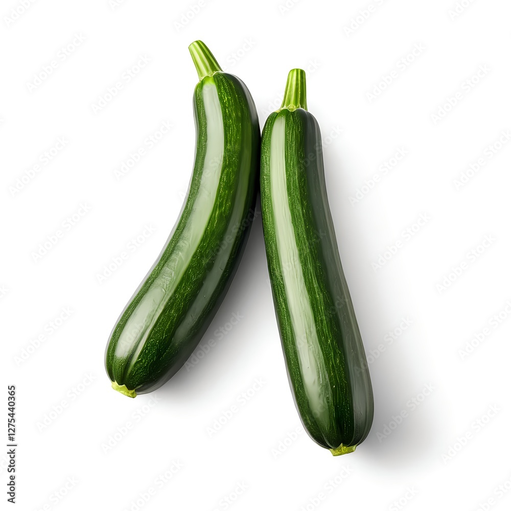 Two Fresh Green Zucchini Isolated on White Two Fresh Green Zucchini Isolated on White
