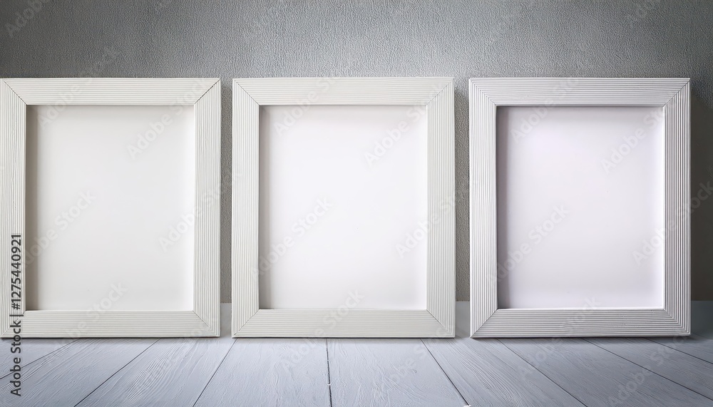 Three White Square Shape Picture Frames Mockup Showcasing Minimalist Elegance and Modern Simplicity, Perfect for Contemporary Art, Design Inspiration, or Home Decor. Three White Square Shape Picture Frames Mockup Showcasing Minimalist Elegance and Modern Simplicity, Perfect for Contemporary Art, Design Inspiration, or Home Decor.