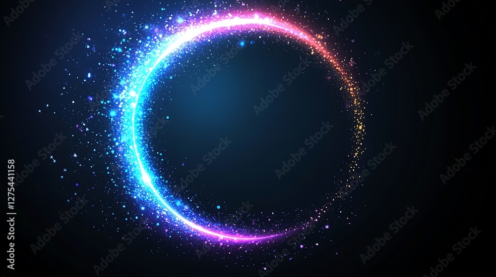 Obraz premium Glowing Circular Light Trail With Sparkling Dust