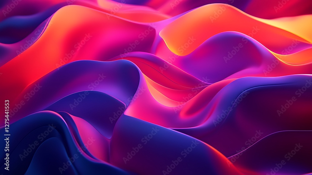 Obraz premium Abstract vibrant waves, dynamic energy flow, colorful background, design element