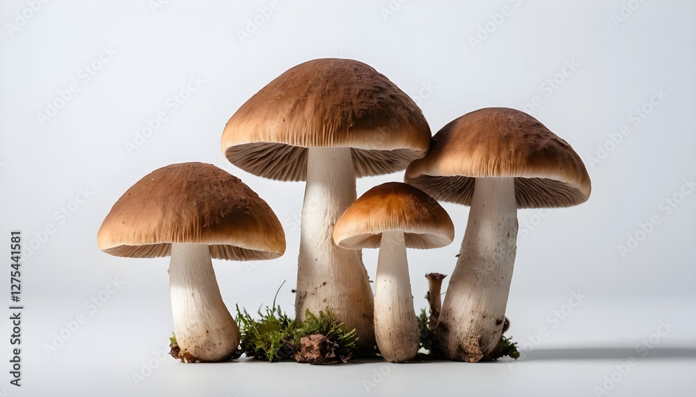Group of Brown Mushrooms on Moss Group of Brown Mushrooms on Moss