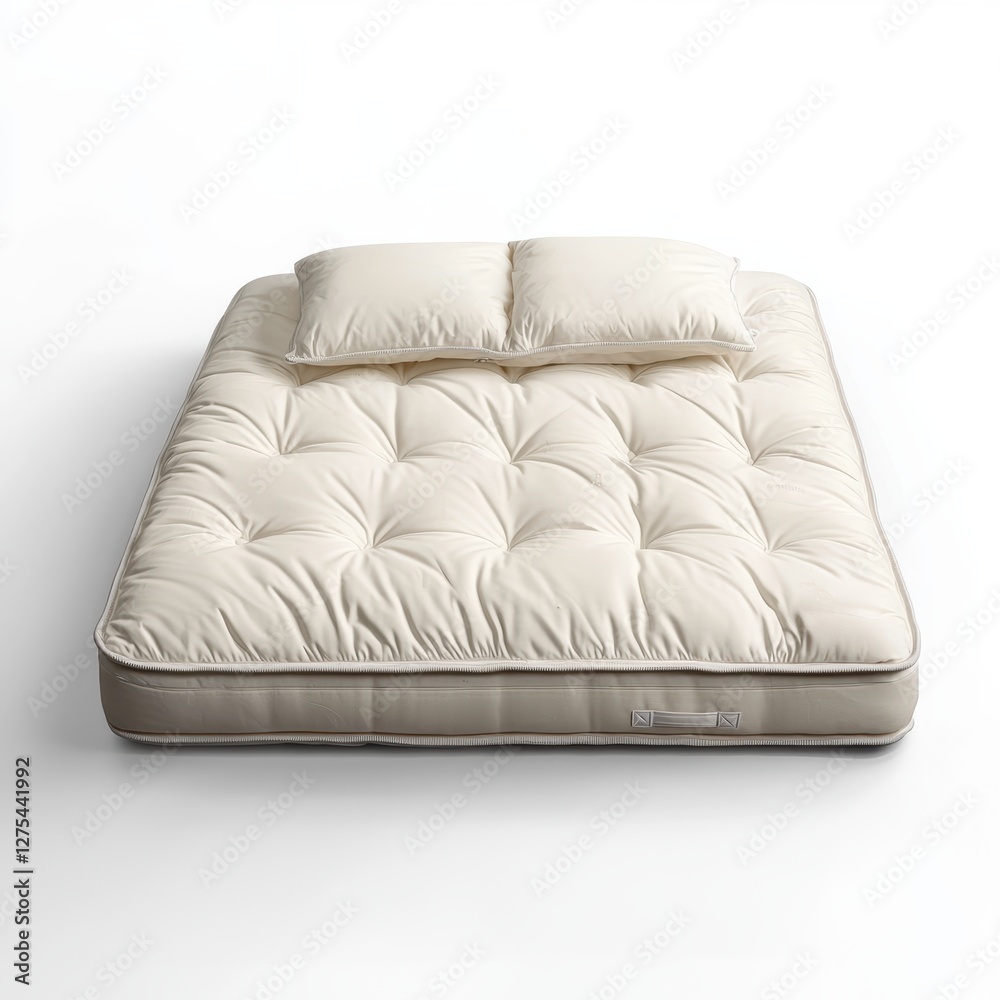 Fototapeta premium Ultra-soft pillow-top memory foam bed with cloud-like comfort isolated on white