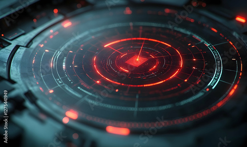 Wallpaper Mural Futuristic interface with glowing red elements and intricate details Torontodigital.ca