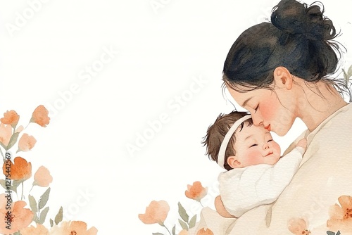 Mother loving baby happy mother's day concept , background with copy space for text , greetings wishing card template
