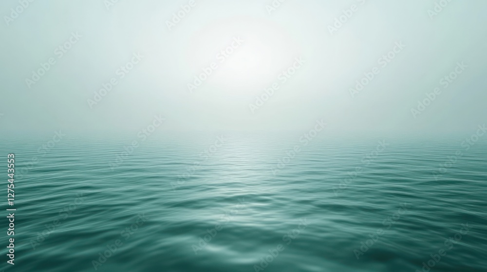 Calm Ocean Surface Under Misty Sunrise Light Calm Ocean Surface Under Misty Sunrise Light