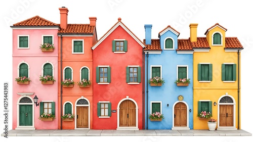 A fairy tale town with colorful houses