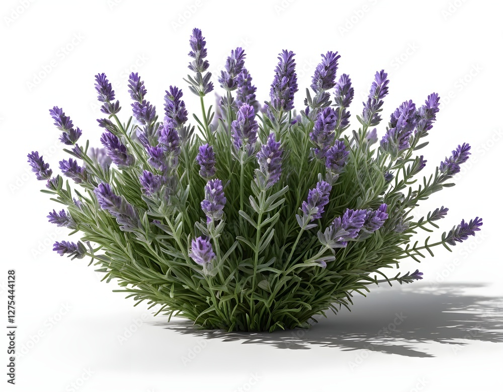 Fototapeta premium Lavender Bush Isolated on White Background