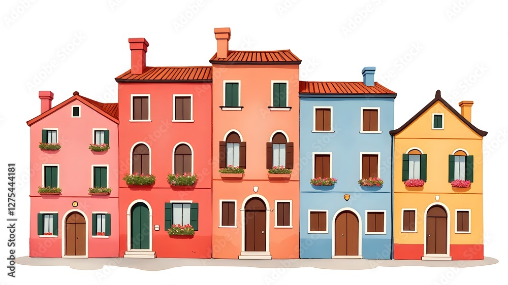 Fototapeta premium A fairy tale town with colorful houses
