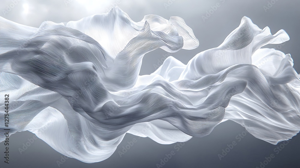 Obraz premium Abstract white fabric flowing, light reflecting