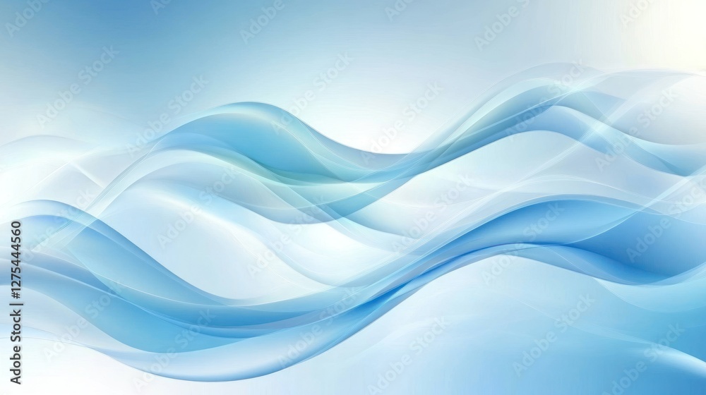 Abstract blue waves creating a serene atmosphere, with soft gradients and light reflections in the background, suitable for calming designs Abstract blue waves creating a serene atmosphere, with soft gradients and light reflections in the background, suitable for calming designs