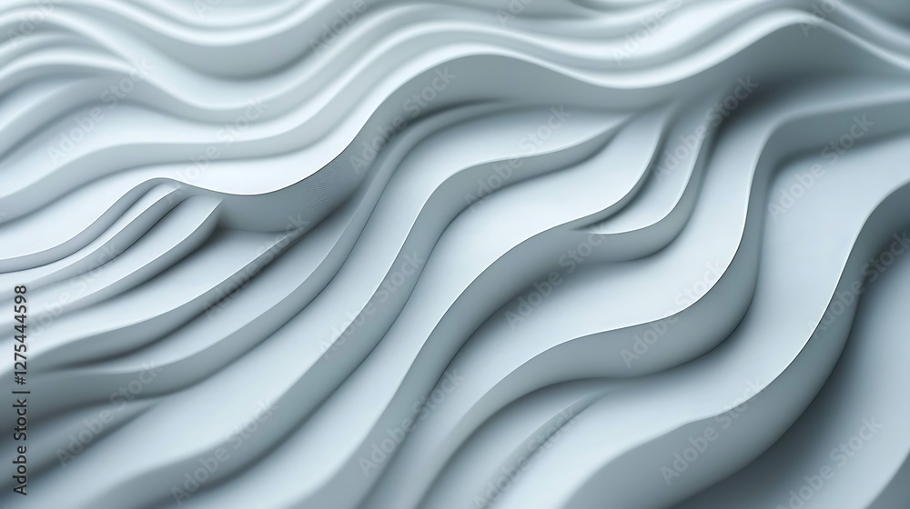 Fototapeta premium Abstract white wavy layered design background