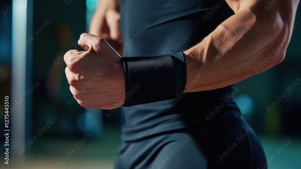 Sports injury from a sprained wrist during weightlifting. Featuring recovery and rehabilitation