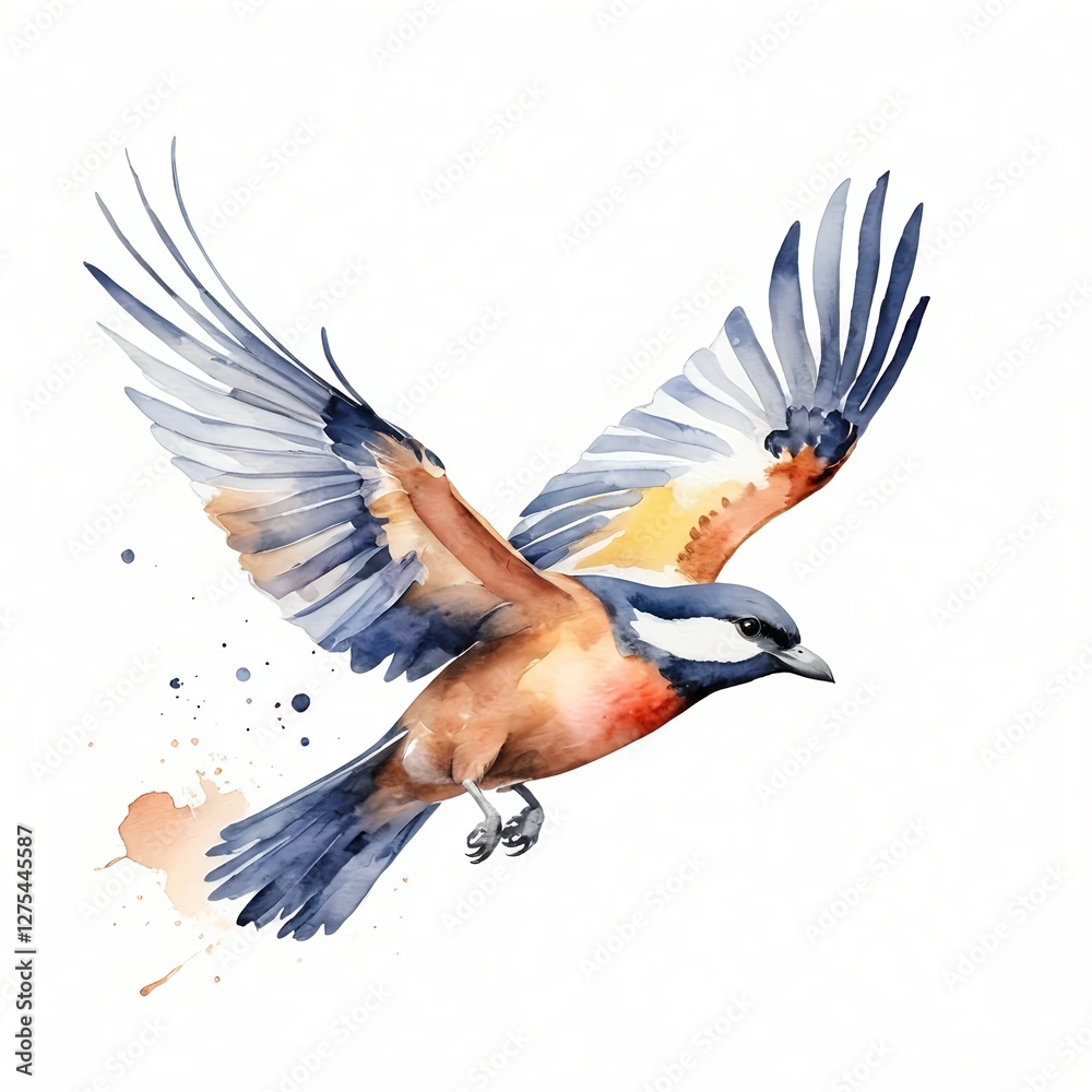 Obraz premium Watercolor Painting of a Bird in Flight
