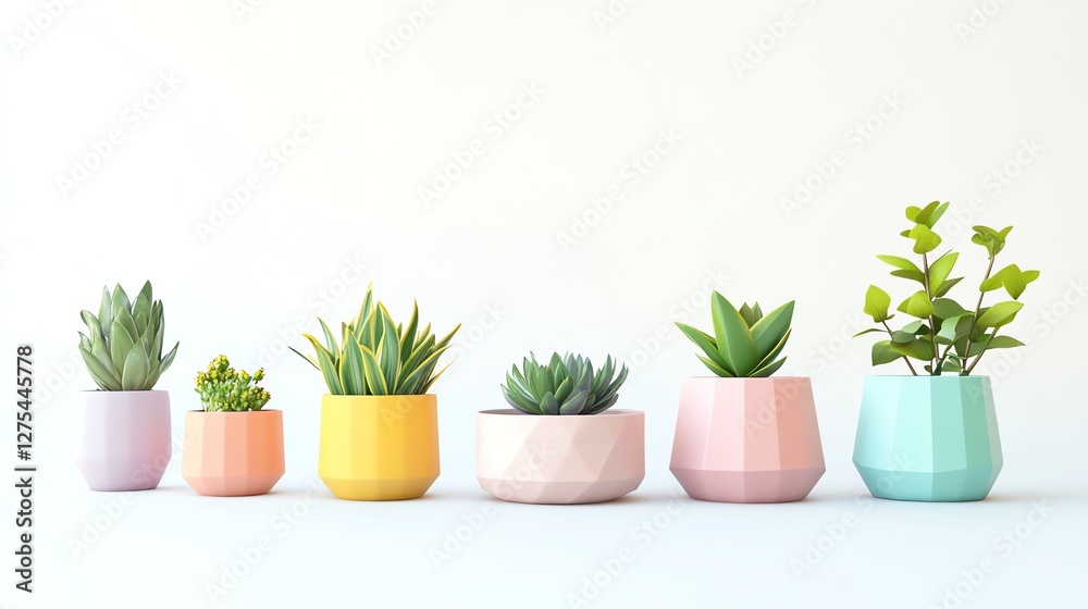 Minimal, modern, and colorful plant pots with geometric shapes in soft pastel hues. Perfect for home decor, product displays, and digital graphics Minimal, modern, and colorful plant pots with geometric shapes in soft pastel hues. Perfect for home decor, product displays, and digital graphics