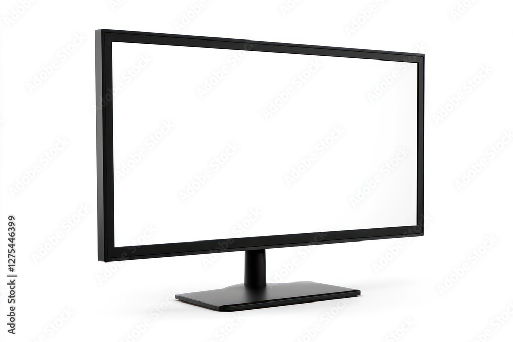 Modern black monitor on a minimalist desk setup Modern black monitor on a minimalist desk setup