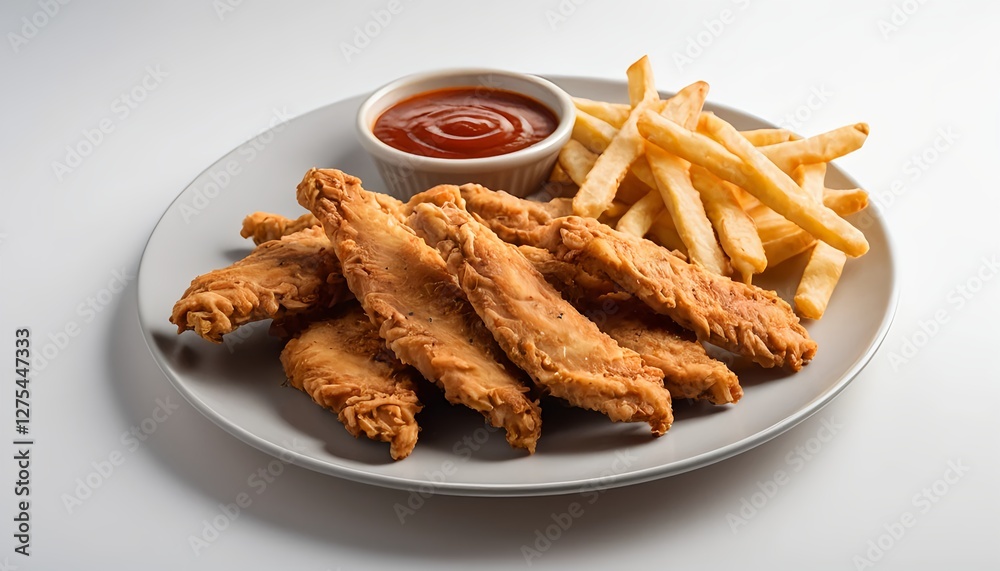 Crispy Chicken Tenders with French Fries and Ketchup Crispy Chicken Tenders with French Fries and Ketchup