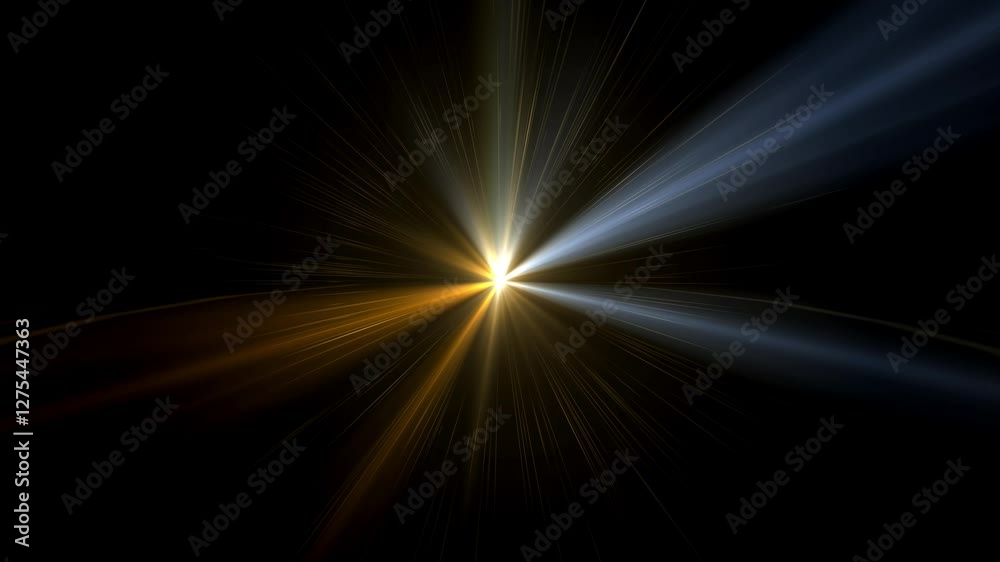 Orange glowing shine style pattern light god rays or sunlight optical lens flare style vintage overlay shine spotlight effect.