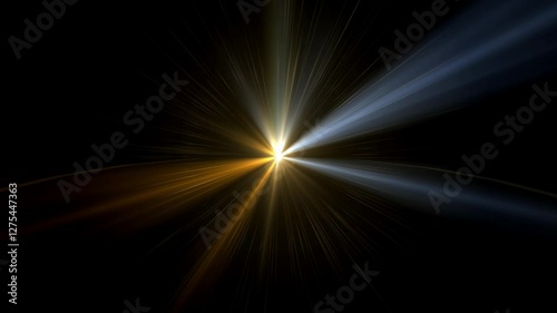 Orange glowing shine style pattern light god rays or sunlight optical lens flare style vintage overlay shine spotlight effect.
