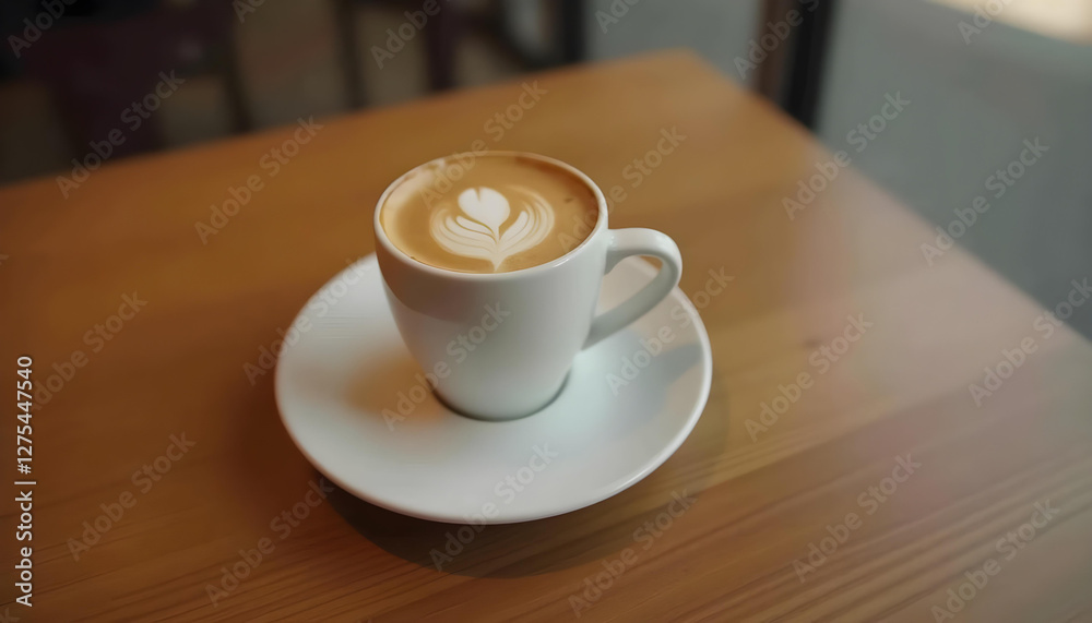 Obraz premium cup of coffee on wooden table